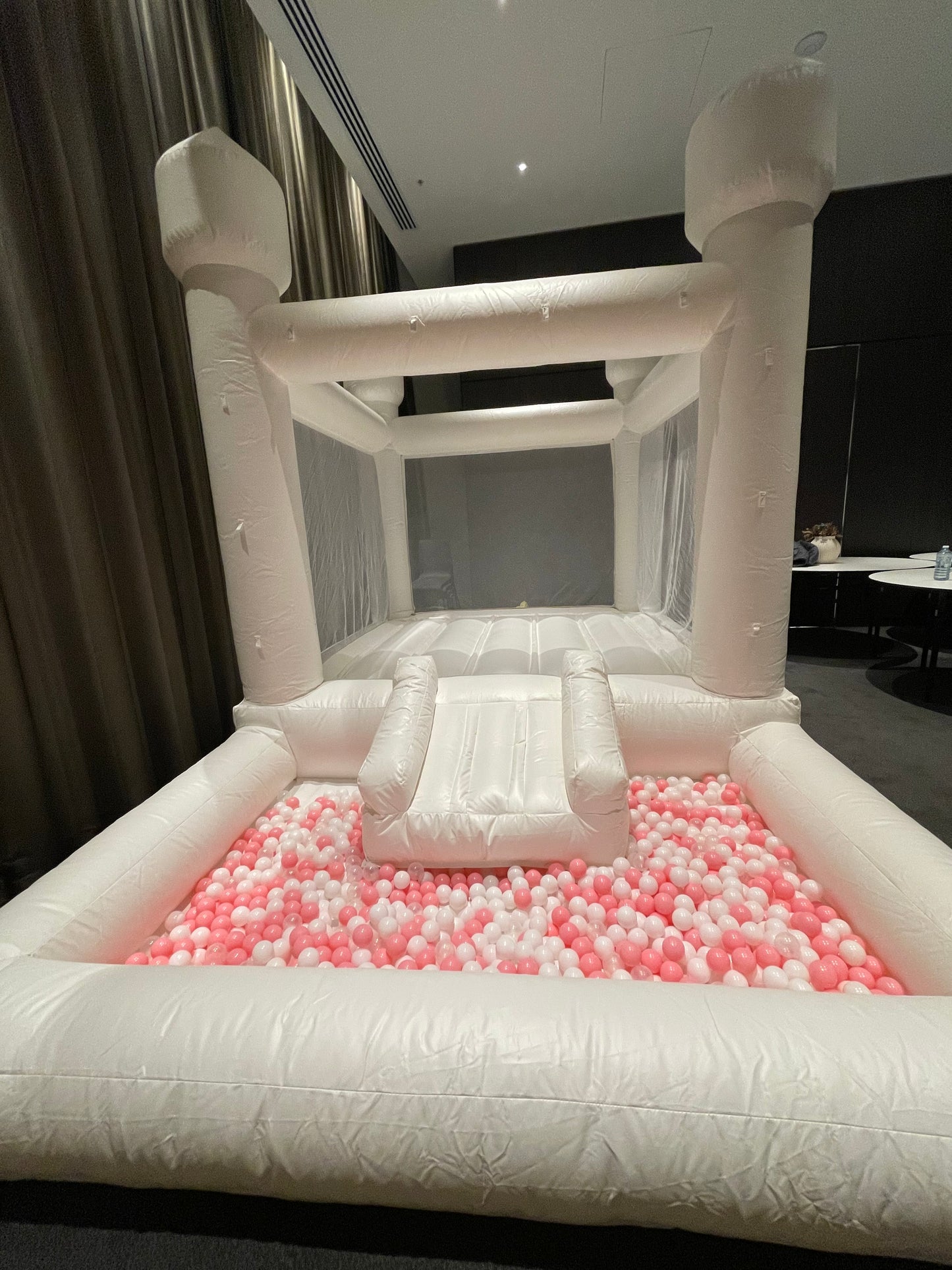 White Bouncy Castle with Mini Slide & Ball Pit (4x2.5)