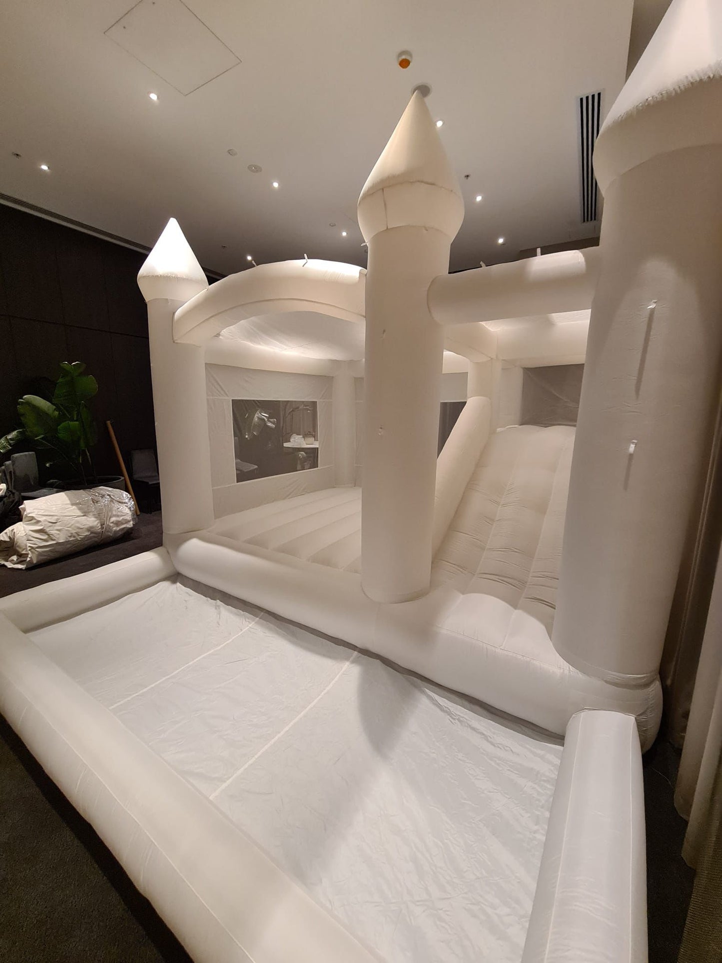 White Bouncy Castle with Slide & Ball Pit (Large)