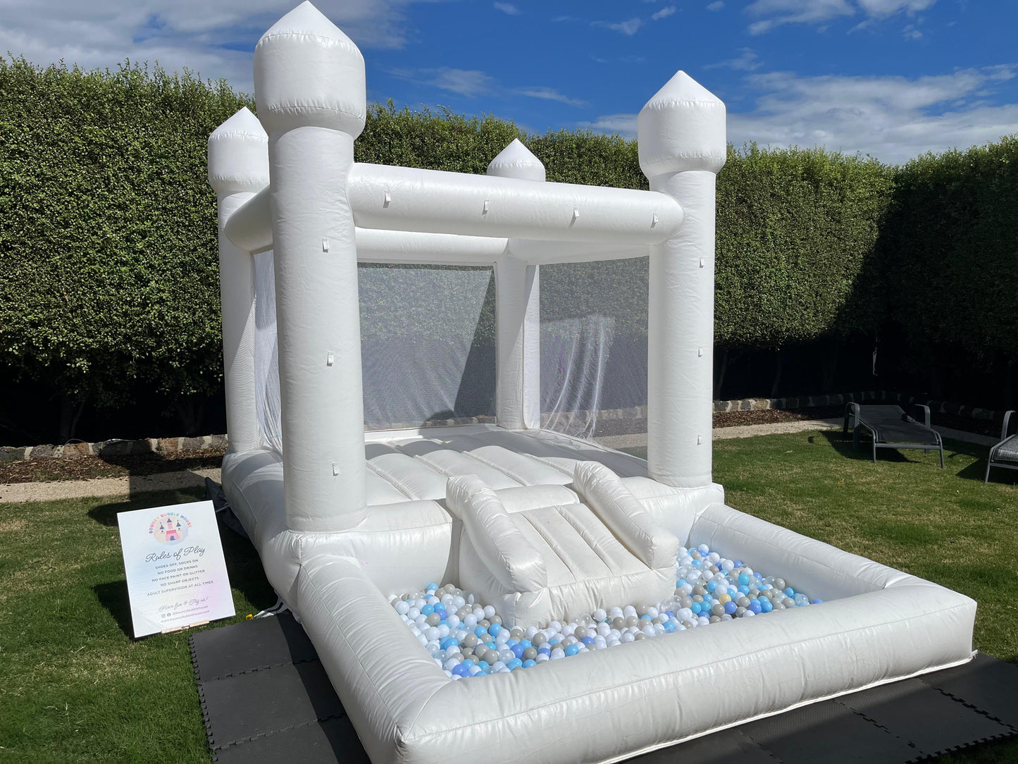 White Bouncy Castle with Mini Slide & Ball Pit (4x2.5)